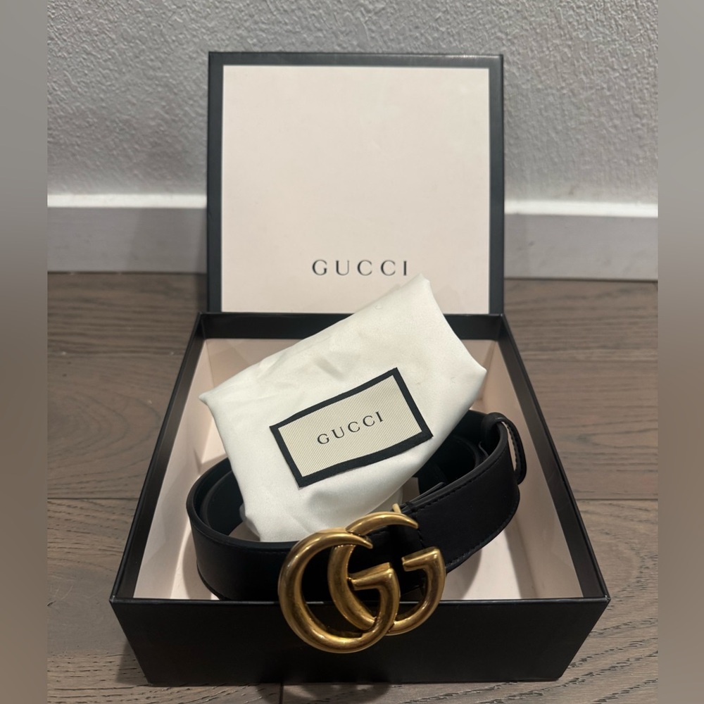 Gucci GG Marmont Black Belt Sz Medium